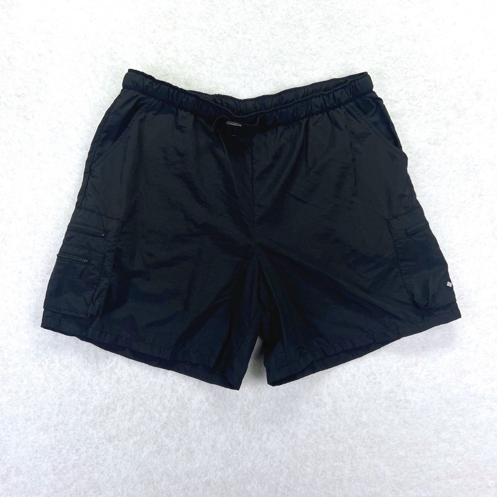 Columbia Cargo Shorts Womens L Black Gorpcore Hiking Nylon Belted Utility VTG